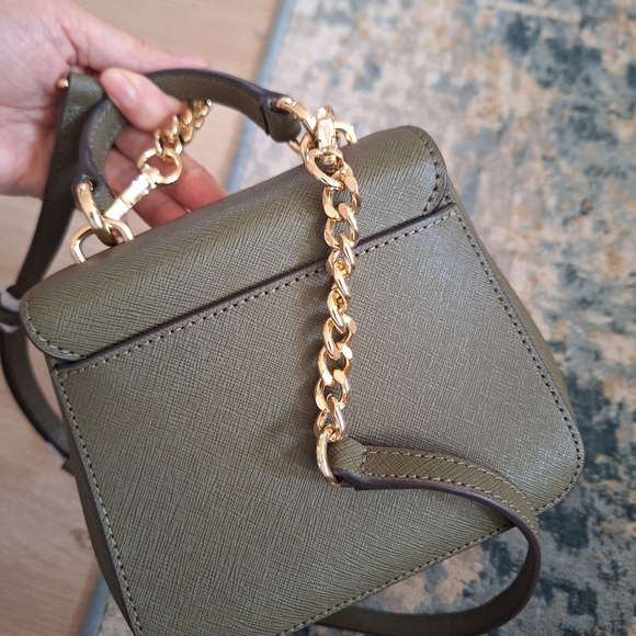 New Michael Kors Bridgette Mini TH Leather Convertible Crossbody Olive - Picture 3 of 7
